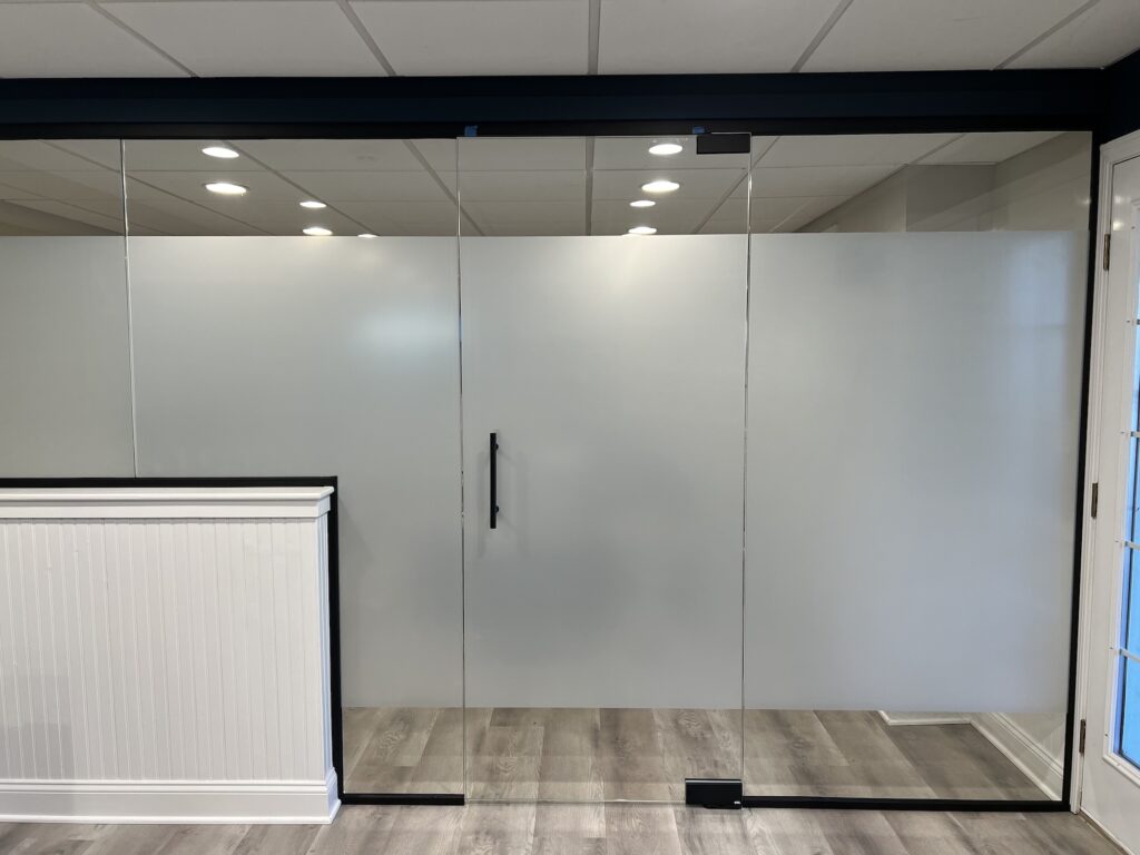 Office with glass dividers